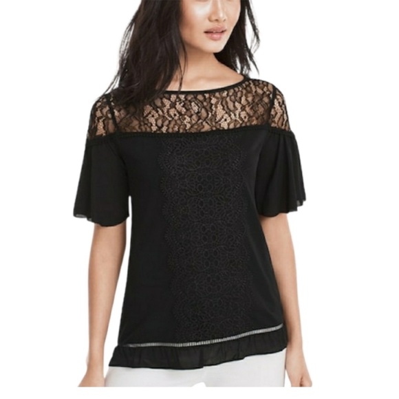 White House Black Market Tops - White House Black Market 💮 new! Lace yoke flare top medium nwt